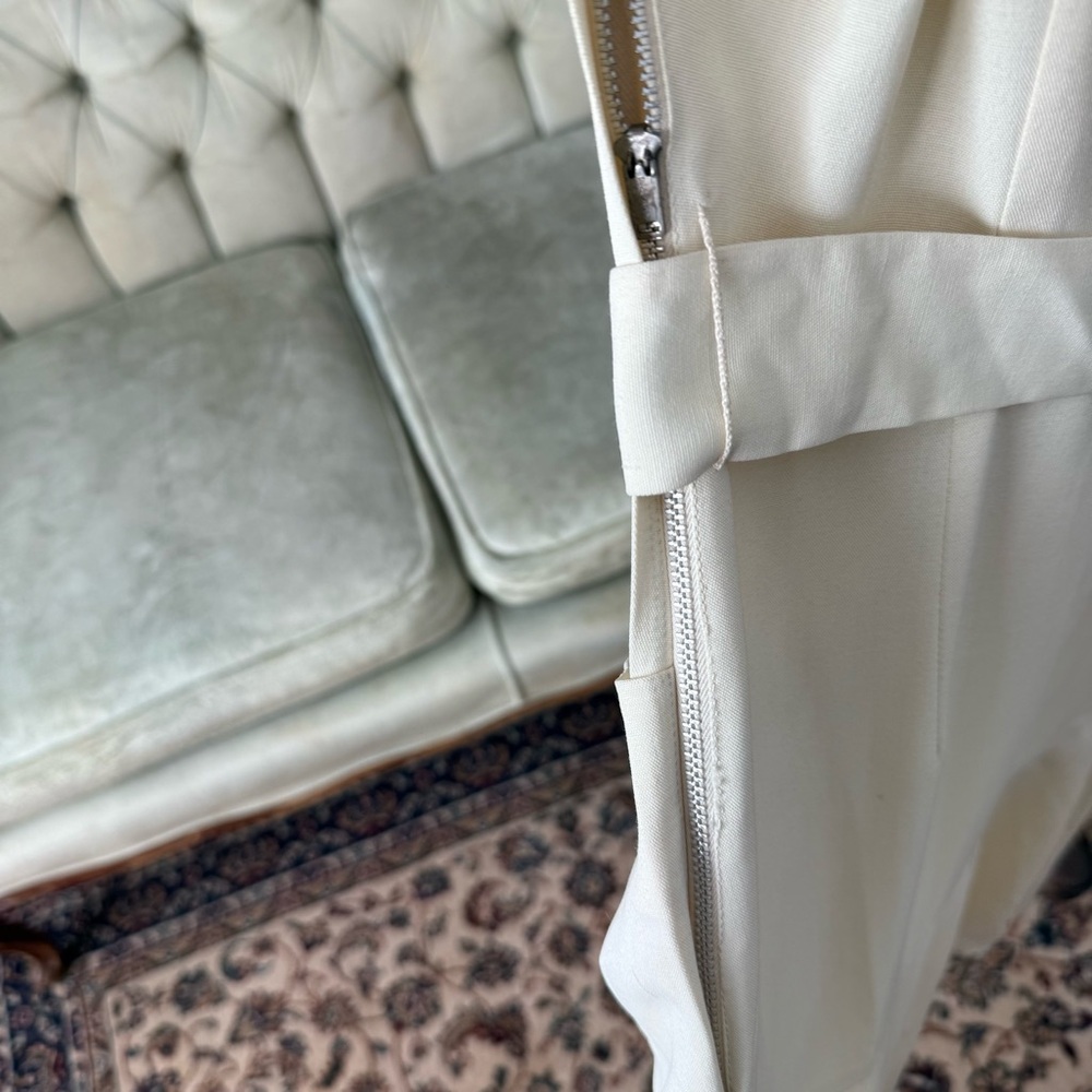 🤍 Vintage Carl Naftal California Cream Eyelet Dress Detachable Belt 1970s XS - Picture 14 of 16